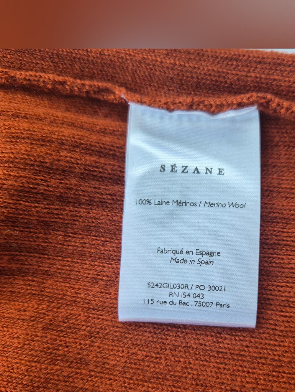 [Sezane] Liya Cardigan In Rust, Size M, 100% Merino Wool - Picture 9 of 12